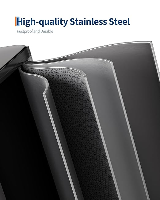 GarveeHome 2 x 10.6 Gallon Stainless Steel Double Trash Can with Lid for Kitchen, Large Dual Trash and Recycle Bin Combo, Step-on Kitchen Metal Garbage Cans, PP Inner Buckets, Liner Rim, Matte Grey-DeskLoop Office