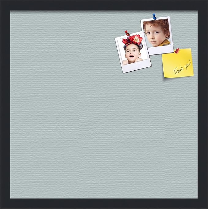 PinPix 18x18 Inch Cork Bulletin Board. This Decorative Framed Pin Board Comes with Soft Blue Design and a Satin Black Frame. Ideal for Home Office Decor or Message Board (PinPix-1814)-DeskLoop Office