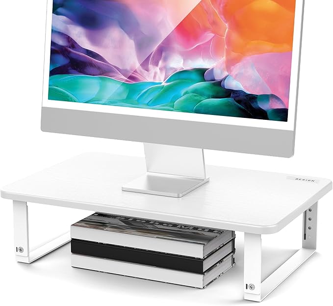 BESIGN MS01 Monitor Stand Riser, Height Adjustable Laptop Stand, Computer Monitor Stand for Monitor, Computer,Laptop,Printer (White)-DeskLoop Office