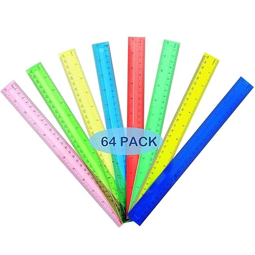 64 Pack Rulers Bulk for Classroom 12 inch, Plastic Clear Rulers for Office Back to School Supplies with Inches and Centimeters-DeskLoop Office