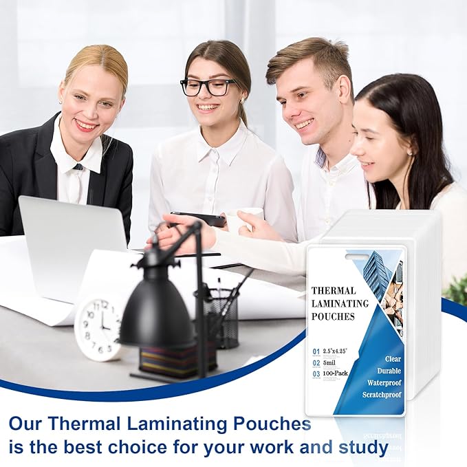 100 Pack 5 Mil Laminating Pouch with Colorful Loop 2 1/2" x 4 1/4" Luggage Tag Laminating Pouches with Slot Hole Thermal Laminate Pouch Tags Kit Resealable for Work Permits Pass Cards Student ID Cards-DeskLoop Office