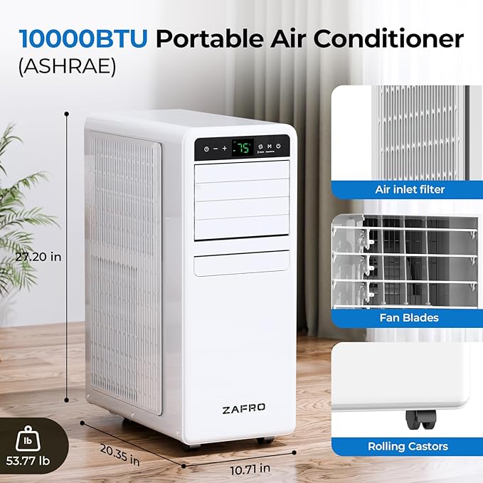 10,000 BTU Portable Air Conditioner, 3-IN-1 Smart AC Unit with Fan/Dehumidifier/Drainage-free Cooling, APP/Voice/Remote/Touch, 47 dB, Sleep Mode, Window Installation Kit, 24H Timer for Home/Office-DeskLoop Office