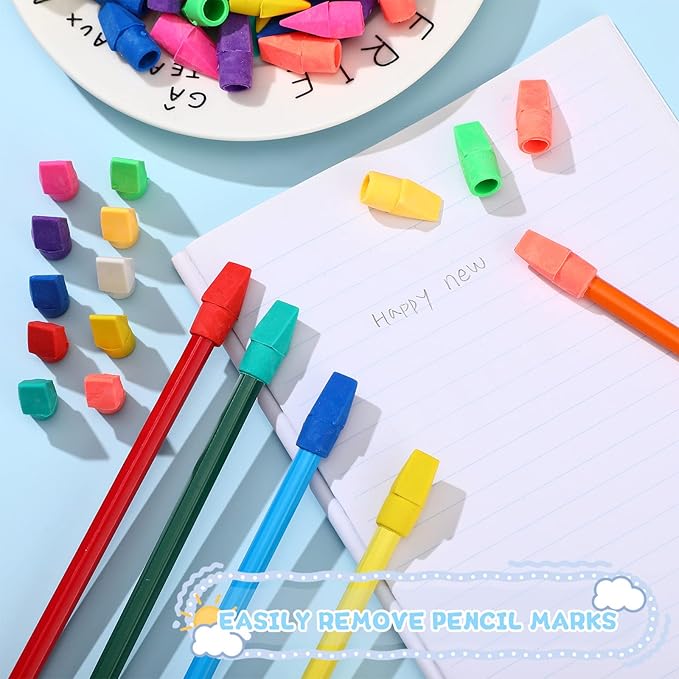 Crtiin 1000 Pcs Pencil Top Erasers Bulk Caps for Pencils Chisel Shape Erasers Toppers Classroom Party Favors Games Prizes Funny Pencil Eraser Cap for Kids Studying Supplies Home Office-DeskLoop Office