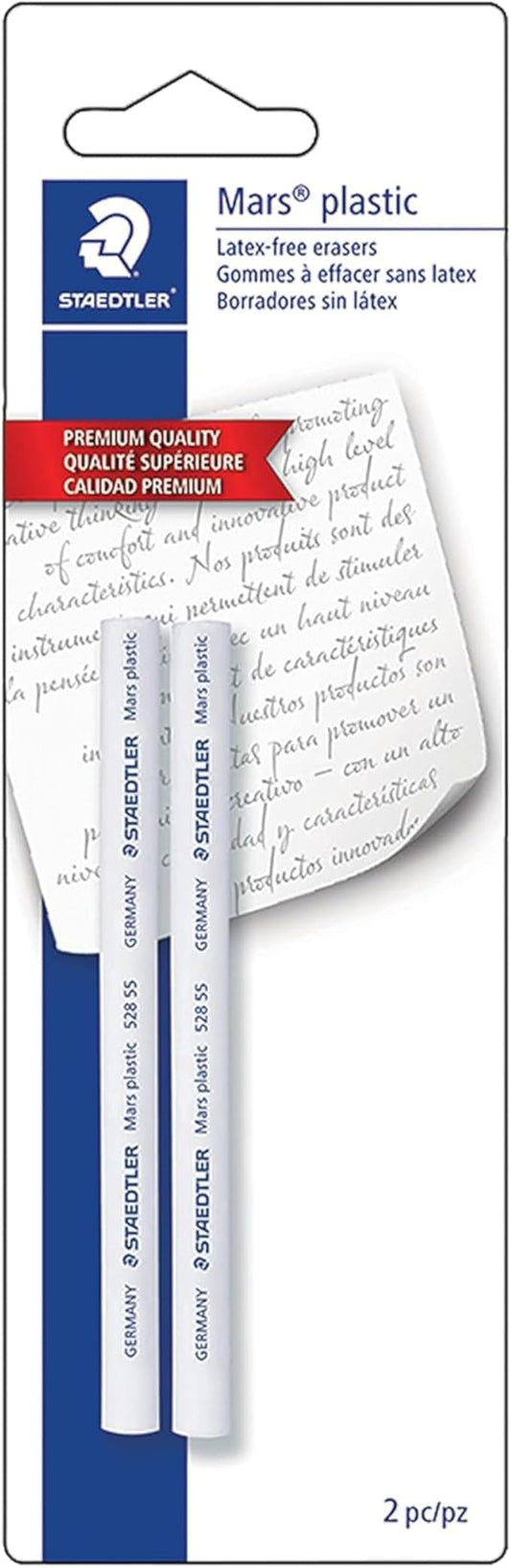 STAEDTLER Mars Plastic Eraser Refills - Latex-Free Erasers, Replacements for Refillable Holder, Home, School & Office, White, 2-Pack-DeskLoop Office