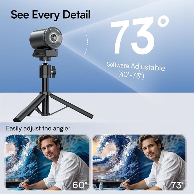 EMEET SmartCam S800-4K Webcam with Tripod for Streaming, Sony 1/2'' Sensor, Supports HDR, PDAF&TOF Dual-autofocus, 1080P@60FPS, Adjustable Heights with 360° Swivel Head, Perfect for Live Streaming-DeskLoop Office