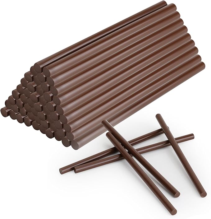 MATUFF Brown Hot Glue Sticks Mini 0.27" x 5.9 inches, Hot Melt Mini Colored Glue Sticks for All Temperature Mini Glue Guns, for DIY Craft Arts and Wedding Cards, Stamp Sealing, Bulk hot Glue 60 Pack-DeskLoop Office