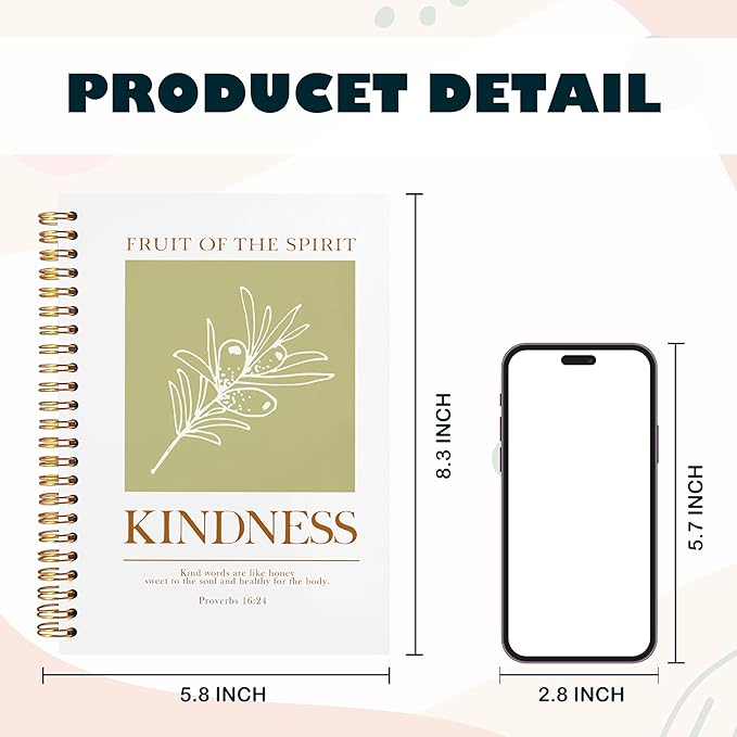BearCake Bible Notebooks for Note Taking,Bible Journaling Notebook,Christian Notebook Journal,Fruit of the Spirit Kindness Christian Gifts for Women,Spiral Notebook 5.5x8.3-DeskLoop Office