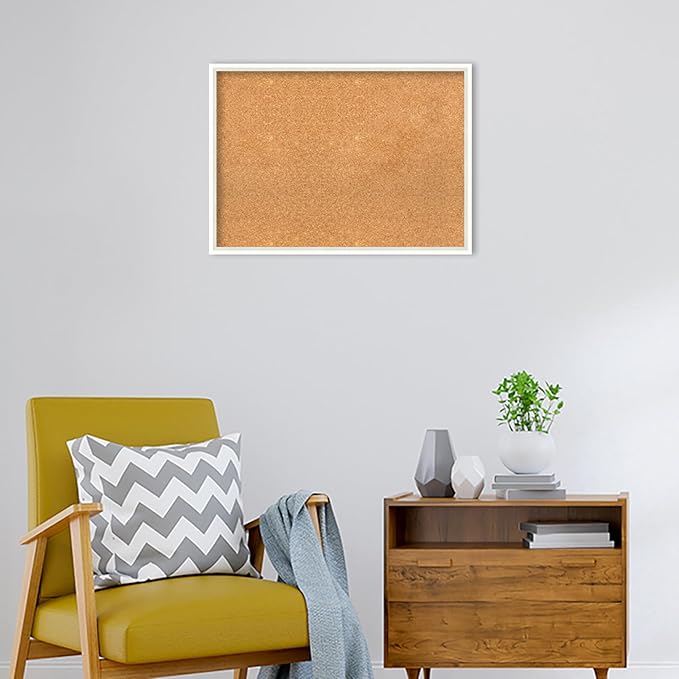 Amanti Art Natural Cork Board for Wall, 21x29 Vision Board with White Frame, Medium Corkboard Office Decor for Home Organization, Modern Corkboard Pinboard to Display Items for Home Organization in-DeskLoop Office
