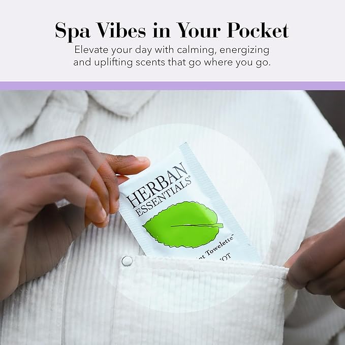 Herban Essentials - Assorted Wipes & Towelettes - Essential Oil Wipes for Hands, Face and Body - Travel Size Essentials and Toiletries - Natural, Individually Wrapped, Disposable and Moist (20 count)-DeskLoop Office