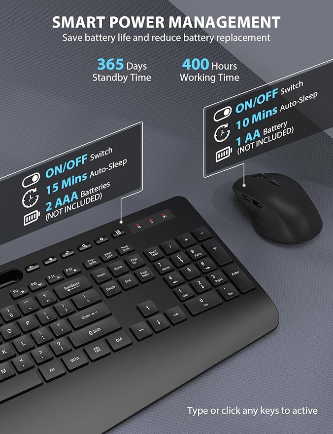 Wireless Keyboard and Mouse Combo - Full-Sized Ergonomic Keyboard with Wrist Rest, Phone Holder, Sleep Mode, Silent 2.4GHz Cordless Keyboard Mouse Combo for Computer, Laptop, PC, Mac, Windows -Trueque-DeskLoop Office