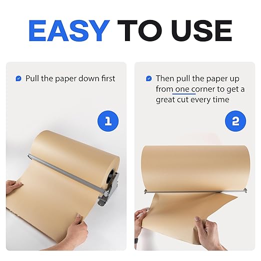 IDL Packaging 36" Kraft Paper Roll Dispenser & Cutter for Rolls up to 36" Wide and 9" in Diameter – Tabletop Reinforced Steel Paper Holder with a Cutter – for Kraft and Butcher Paper-DeskLoop Office
