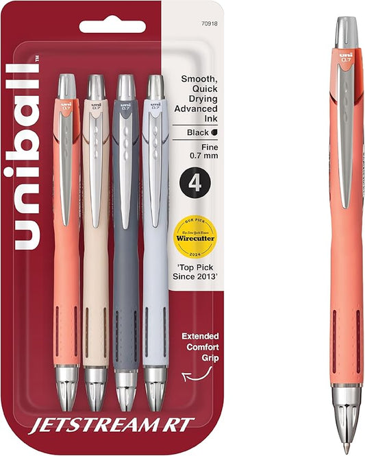 uni-ball Jetstream RT Pens - NY Times Wirecutter Best Pen for Over a Decade - Pack of 4 Black Fine Point Pens, 0.7mm - Back to School-DeskLoop Office