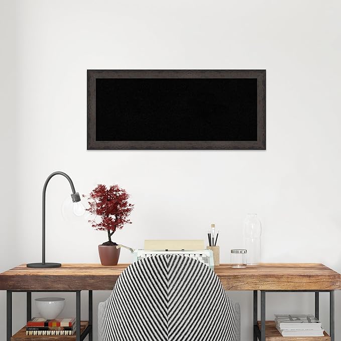 Amanti Art Black Cork Board for Wall, 15x33 Vision Board with Black Wood Frame, Medium Corkboard Office Decor for Home Organization, Modern Corkboard Pinboard to Display Items for Home Organization-DeskLoop Office