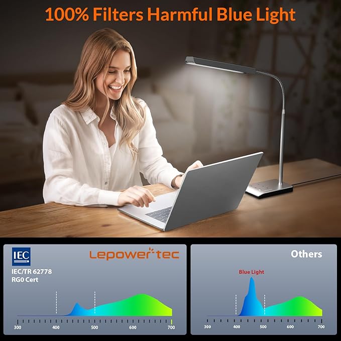 LED Desk Lamp, 12W Reading Desk Lamp for Office Home with 60 Lighting Modes, Touch Control & Timer Function, 750LM Bright Eye-Caring Gooseneck Desk Light Table Lamp for Study, Work, Silver-DeskLoop Office
