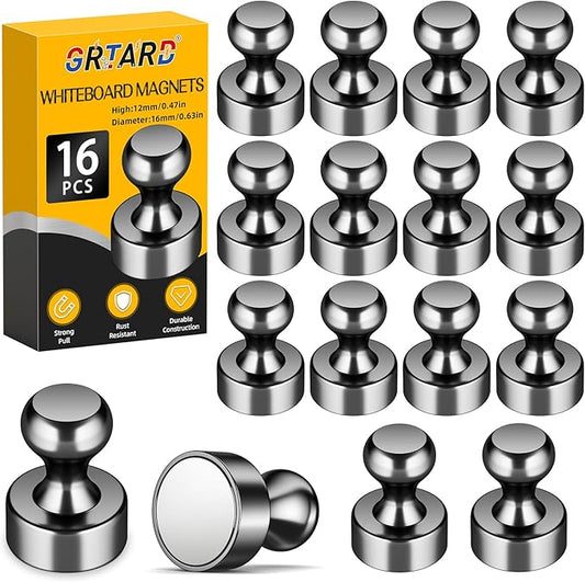 Grtard 16 Pack Magnetic Push Pins, Fridge Magnets for Whiteboard, Whiteboard Magnets Refrigerator Magnets, Small and Strong Push Pin Magnet for Office, School, Locker, and Map Magnet-DeskLoop Office