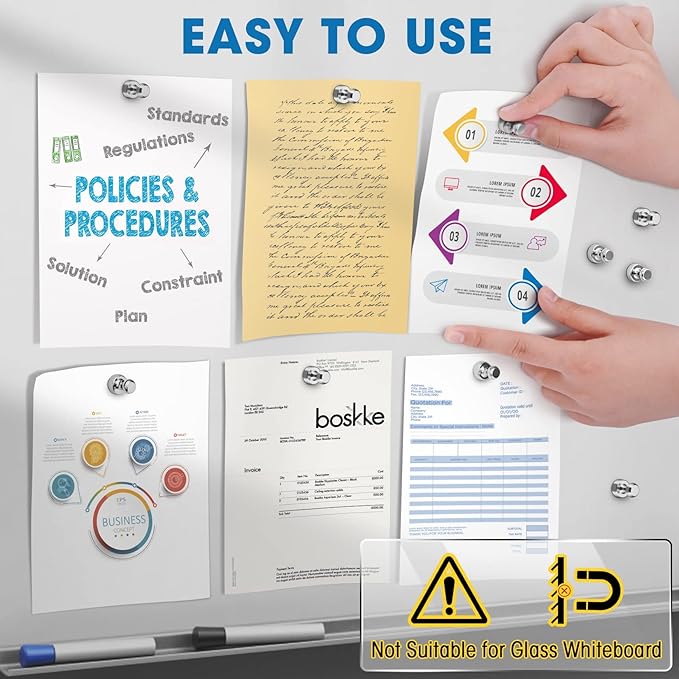 Grtard 48 Pack Magnetic Push Pins, Fridge Magnets for Whiteboard, Whiteboard Magnets Refrigerator Magnets, Small and Strong Push Pin Magnet for Office, School, Locker, and Map Magnet-DeskLoop Office