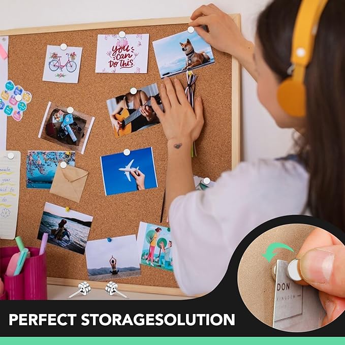 E BAVITE Magnetic Push Pins Thumb Tacks, 18 Sets Magnet Pushpins for Wall Bulletin Board Cork Board Cute Decorative Push Pin Clips for Poster Hanger Picture Hanging Classroom Accessories-DeskLoop Office