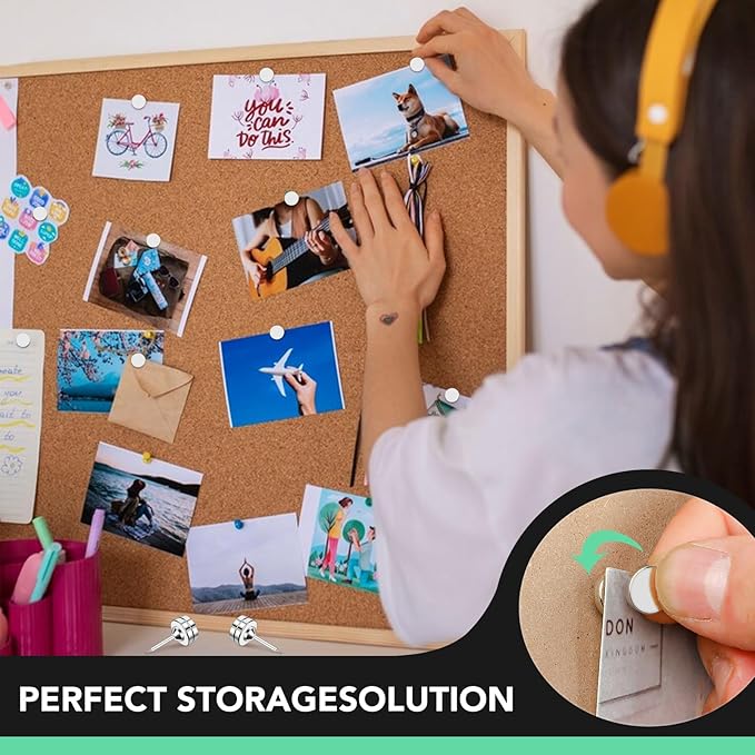 E BAVITE Magnetic Push Pins, 20 Sets Magnet Thumbtack for Wall Bulletin Board Strong Decorative Pushpins Clip for Map Picture Hanging Kit Poster Holder-DeskLoop Office