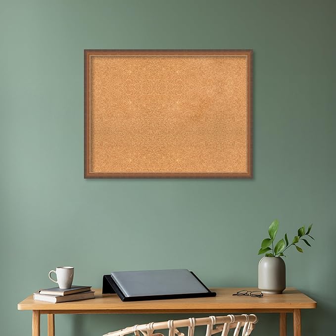 Amanti Art Natural Cork Board for Wall, 26x34 Vision Board with Bronze Frame, Large Corkboard Office Decor for Home Organization, Modern Corkboard Pinboard to Display Items for Home Organization in-DeskLoop Office