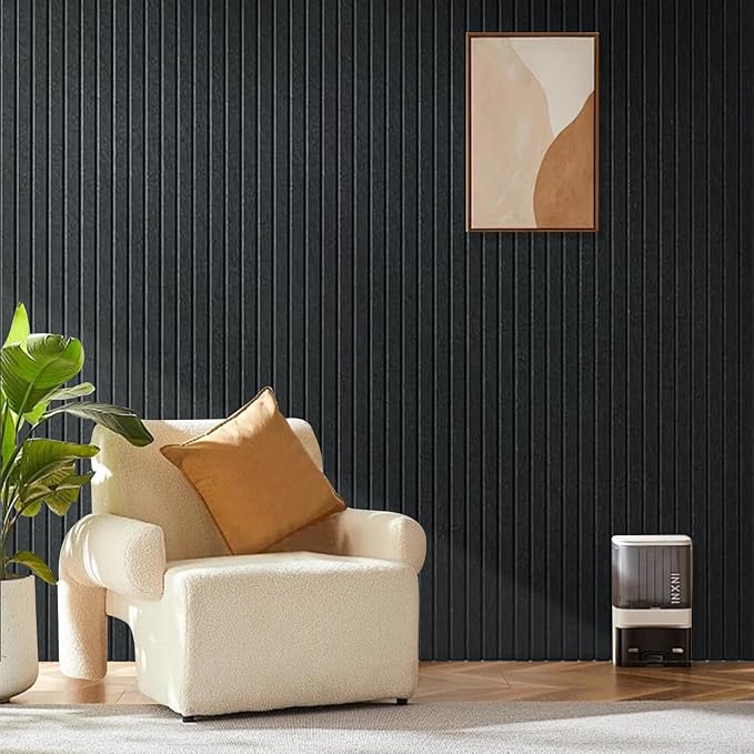 Large Cork Board for Office, 8 Pack Felt Wall Tiles with Slat Wall Paneling, Felt Bulletin Board Pin Board Cork Boards for Walls - Black-DeskLoop Office