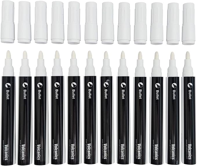 Volcanics White Liquid Chalk Markers 36 Pack Chalk Pens for Blackboard, Chalkboard, Windows, Glass, LED Board, Bistro Signs – Erasable Water-Based Ink Ideal for Teachers, Artists & DIY Projects-DeskLoop Office