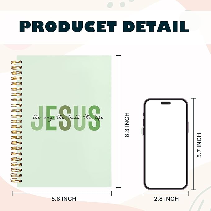 Boho Christian Notebook Journal, Christian Gifts for Women, Bible Notebooks for Note Taking, Bible Journaling Notebook, Jesus the Way the Truth the Life Hardcover Spiral Notebook 5.5x8.3 green-DeskLoop Office