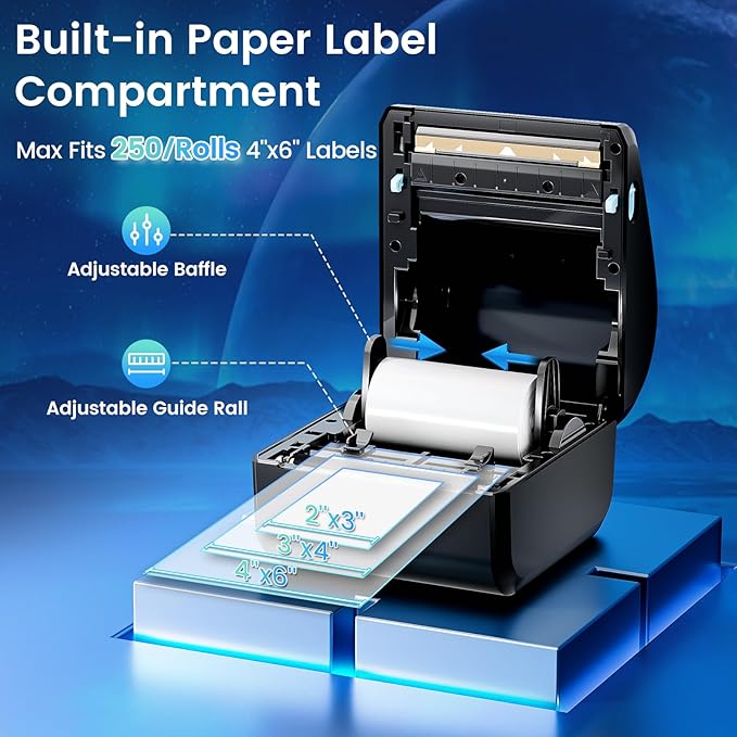 Bluetooth Shipping Label Printer 4x6 - D450BT Thermal Label Printer for Shipping Packages, Small Business, Home, Office, Compatible with Amazon, Ebay, Etsy, USPS-DeskLoop Office