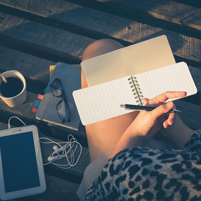 50 Pcs Waterproof Notebook Bulk, 5 x 3 Inch Pocket Notepad Top Spiral Memo All Weather Police Notebook Tactical Journal Writing Note Pad for Outdoor Activities Recording, Black Gray Blue Yellow Orange-DeskLoop Office