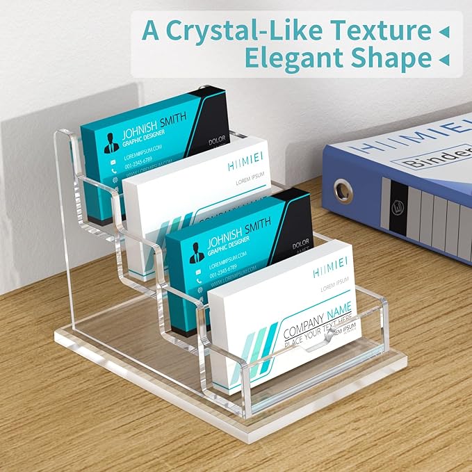 HIIMIEI Acrylic Business Card Display, Multiple Card Holder for Office, Home, Restaurant - 4 Slot 4 Tier-DeskLoop Office