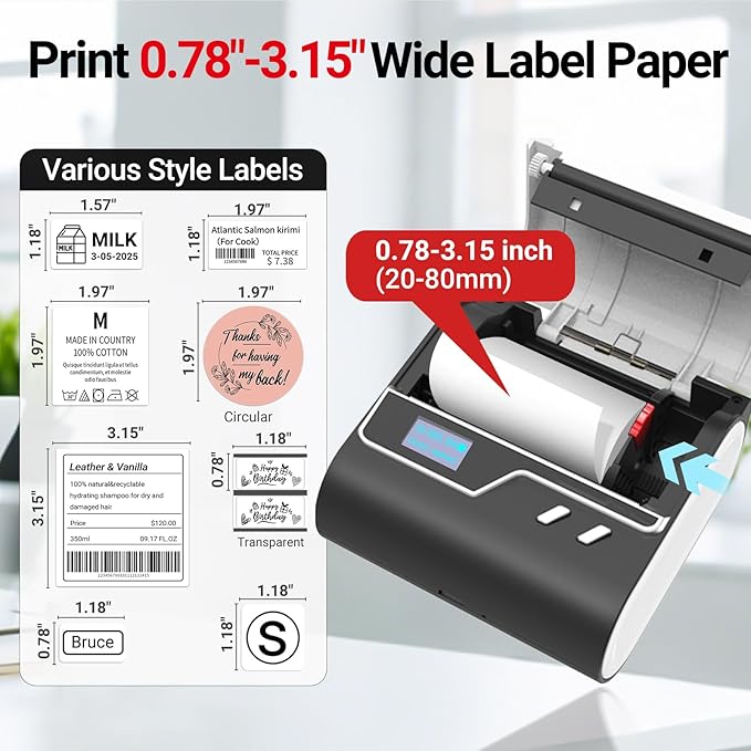 ORGBRO Z3 Label Maker Machine with Tape, 3 Inch Bluetooth Thermal Label Printer, Portable Sticker Printer for Small Business, Office, Home Organization, Barcode, Address, Compatible with Phones & PC-DeskLoop Office