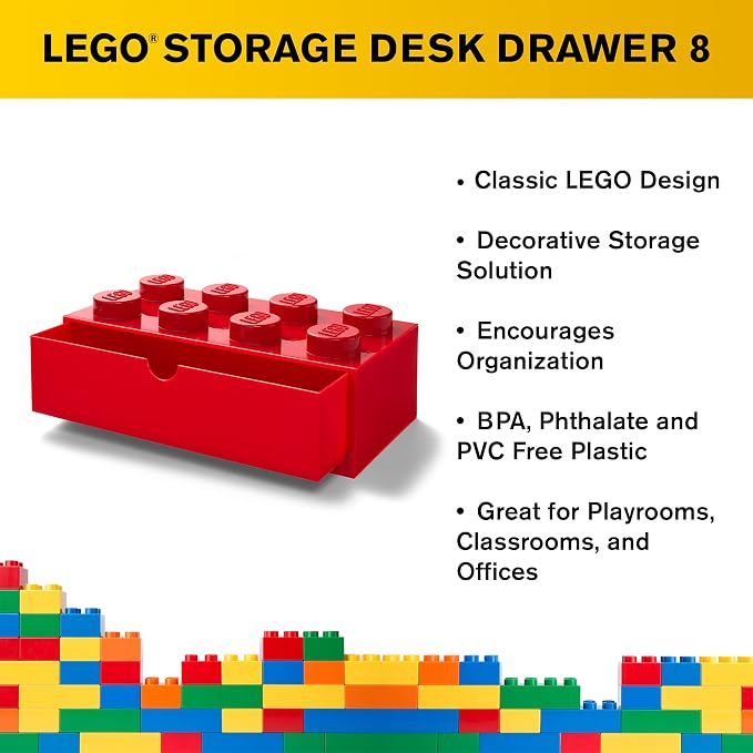 Room Copenhagen Lego Storage Brick 8 Desk Drawer, 8-Stud Stackable Tabletop - Image 6