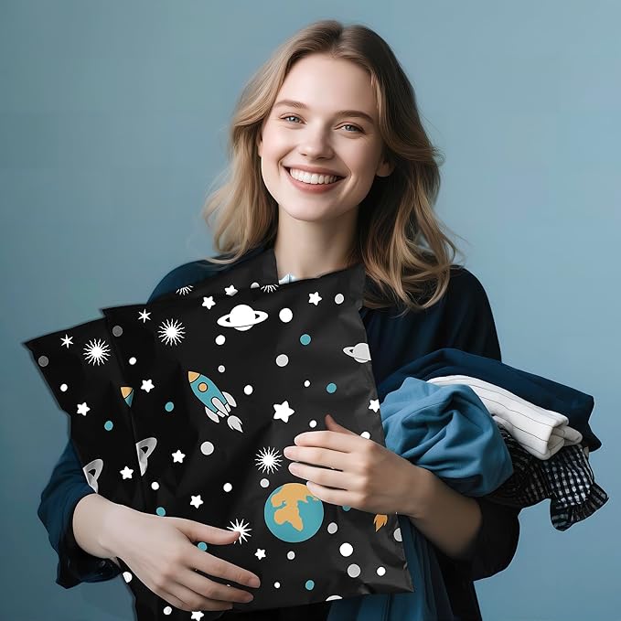 Planets Poly Mailer 12x15.5 Inch 50 Pcs, Waterproof Shipping Bags for Clothing, Tear-Resistant Mailier Bags, Strong Mailing Bags with Self-Seal-DeskLoop Office
