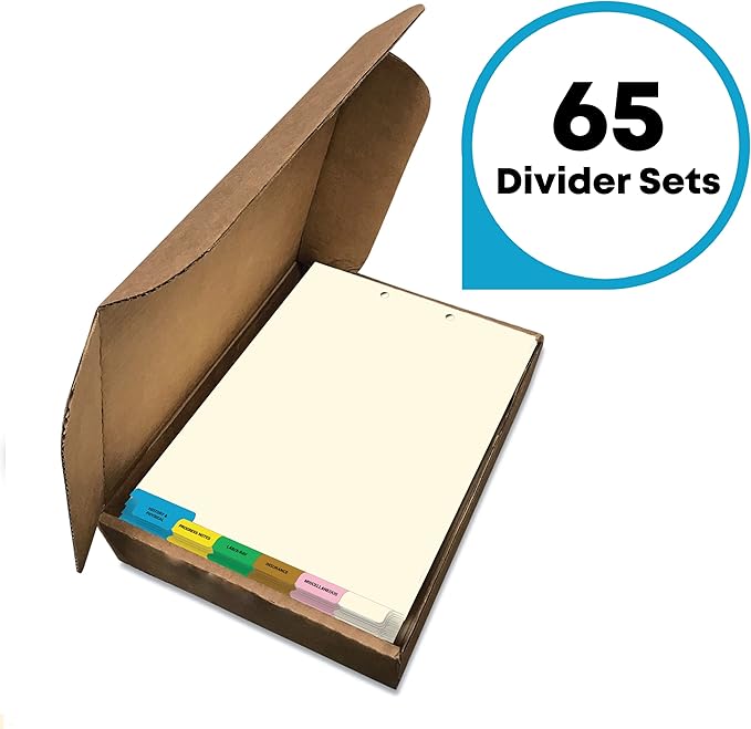 Doctor Stuff - Stock Medical Chart Dividers, 65 Sets of 6 Popular Healthcare Index Tabs, Bottom Tab, 8-1/2" x 11-3/8", File Folder Organizer for Nursing Patient Charts & Medical Records-DeskLoop Office