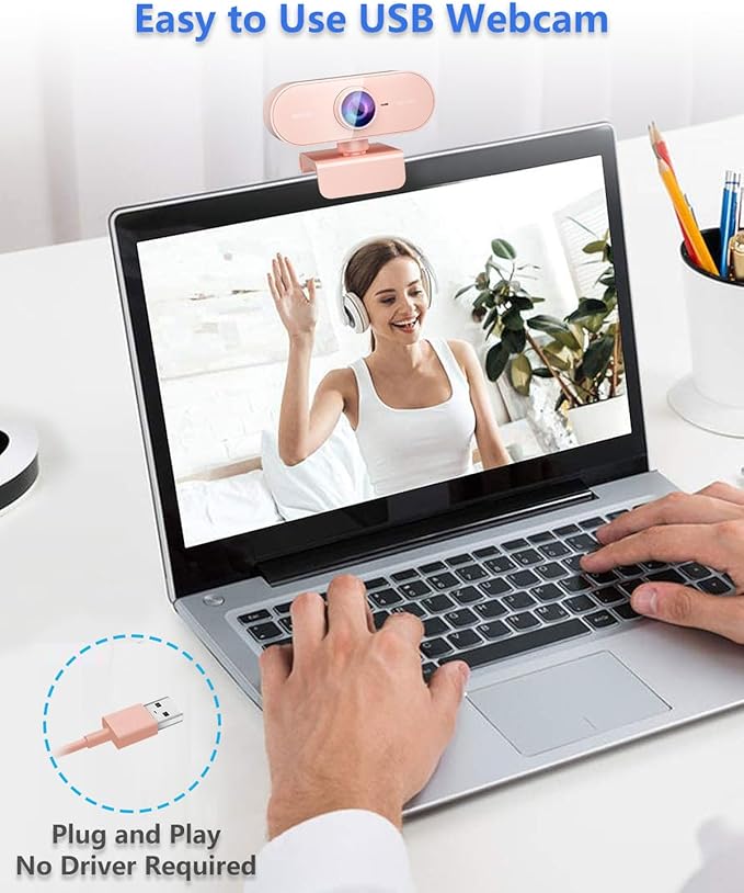 Webcam for PC&1080P HD Web Cam,Webcam with Microphone,Stand for PC/MAC/Laptop/Desktop,Wide Angle Web Cameras for YouTube,Skype,Zoom,Xbox One,Video Calling-DeskLoop Office