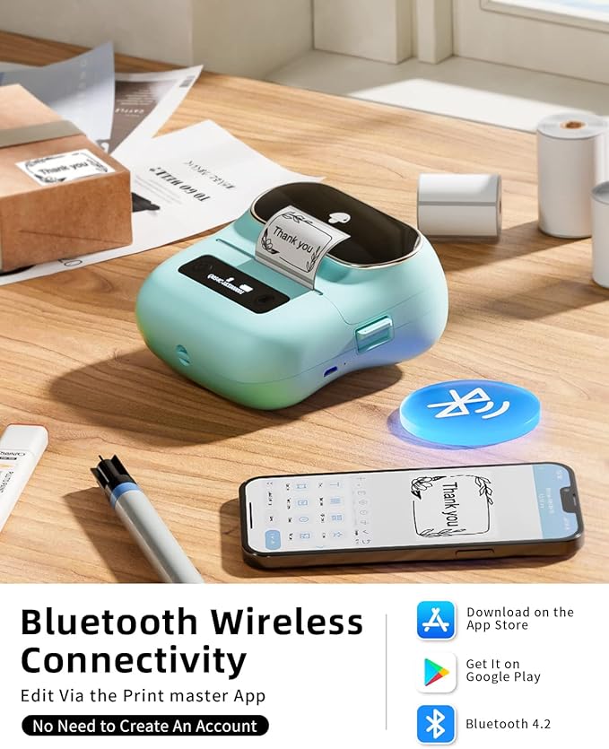 Phomemo Label Maker, M220 Thermal Label Printer, Portable Bluetooth Wireless Inkless 3 Inch Barcode Printer, Great for Home, School & Office, Compatible with Phone, PC, with 3 Label-DeskLoop Office