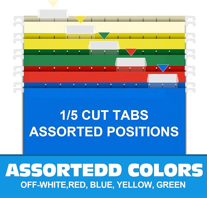 HERKKA Extra Capacity Hanging File Folders, 60 Pack Reinforced Letter Size Hanging Folders with Heavy Duty 1 Inch Expansion, Designed for Bulky Files, Medical Charts, Adjustable Tabs, Assorted Colors-DeskLoop Office