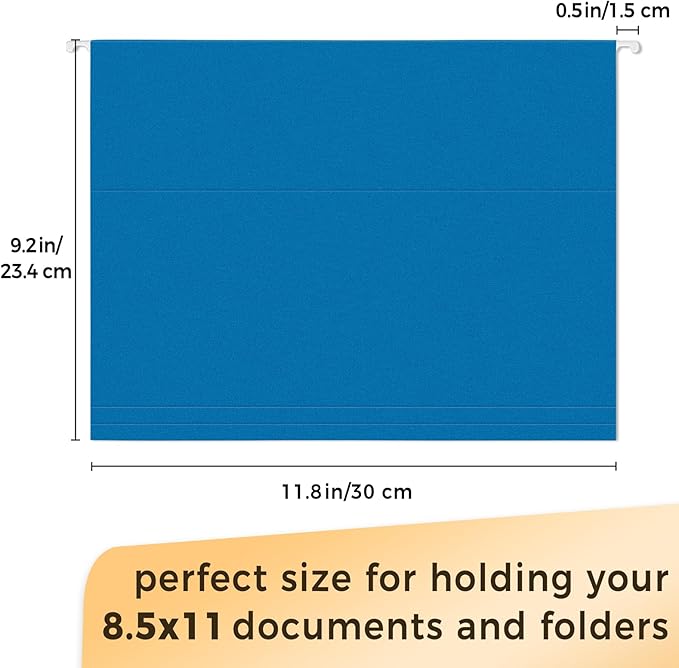 SUNEE 25 Pack Hanging File Folders, Blue Folders, Hanging File Folders Letter Size with 1/5-cut Tabs, Stay Organized for Your Home and Office Bulk File and Documents-DeskLoop Office