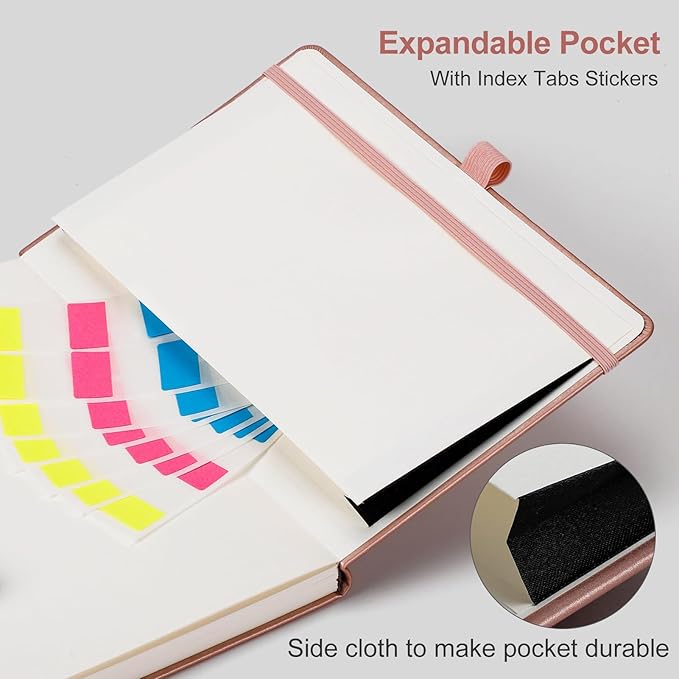 AHGXG Graph Paper Notebook - Grid Notebook Journal A5, 120 GSM Thick Graph Paper, 160 Pages, Leather Hardcover, for Graphing, Writing, Math, Engineering, 5.75'' × 8.38''- Rose Gold-DeskLoop Office