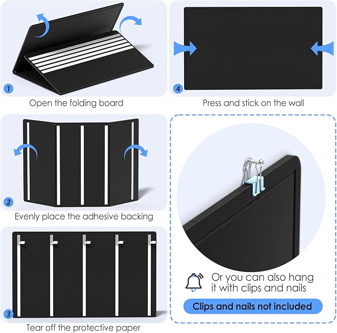 MaxGear Extra Large Bulletin Board 60" x 36", Foldable Felt Board Vision Board Supplies, Cork Board for Office, Home, School, Small Pin Boards for Walls Decorative Display Board Black-DeskLoop Office