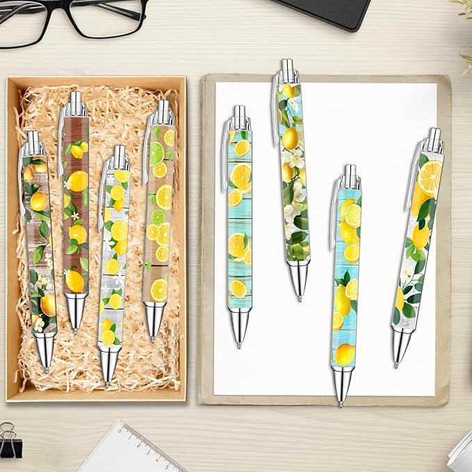 Idealmuzik Lemon Pens Set – Fun Citrus-Themed Pens for Girls, Students, and Stationery Lovers – Smooth Writing Ballpoint Pens for School, Journaling, or Gifts – Bright and Cheery Design, 8 Pack-DeskLoop Office