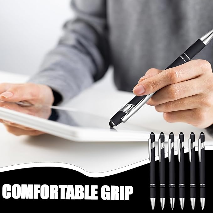 36 Pcs Blue Ink Ballpoint Pen with Stylus 2 in 1 Ballpoint Pen for Touch Screens School Office Coworkers (Black)-DeskLoop Office