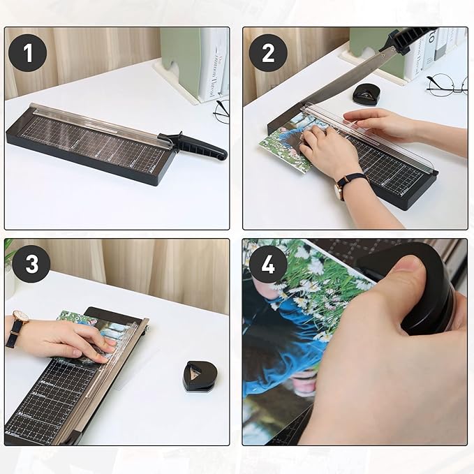 TIANSE Paper Cutter 12 Inch Paper Cutter Guillotine with 8 to 10 Sheet Capacity Safety Blade Lock Heavy Duty Paper Trimmer for Cardstock Cutting Board Paper Cutter Slicer for Home Office School Black-DeskLoop Office