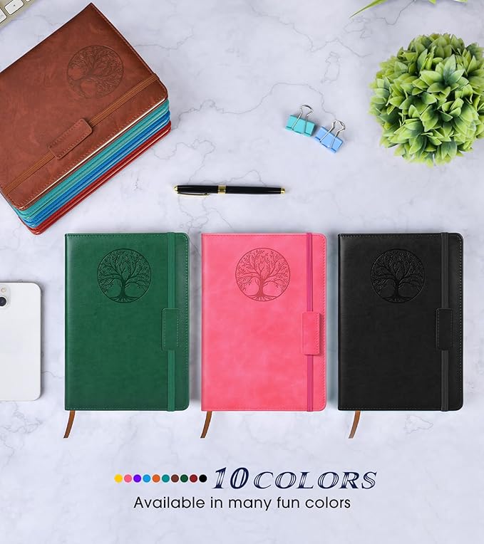 Lined Journal Notebook for Women Men,256 Pages A5 Hardcover Leather Journals for Writing,Travel,Business,Work & School,College Ruled Notebooks for Note Taking,Diary Notepad 5.7"×8.3"(pink)-DeskLoop Office