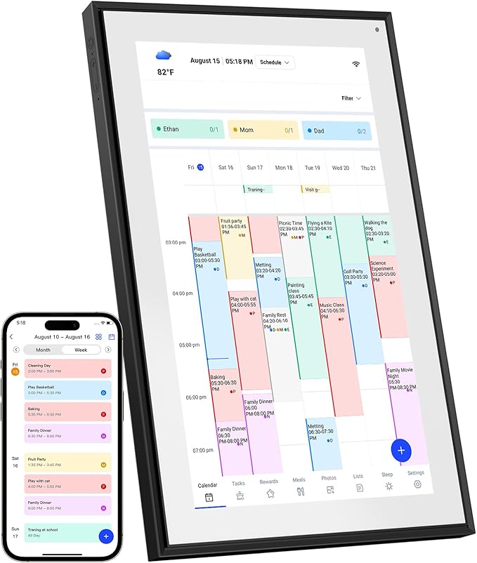 15.6 Inch Digital Calendar Wall Planner 2025-2026 – HD Touchscreen Smart Photo Display for Family Schedules, 32GB Electronic Calendar Chore Chart + To-do List, Wall Mount & Desktop Stand-DeskLoop Office