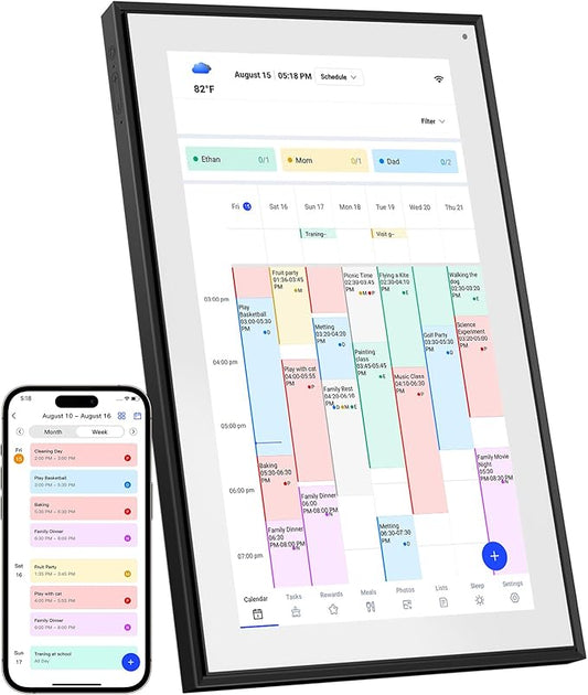 15.6 Inch Digital Calendar Wall Planner 2025-2026 – HD Touchscreen Smart Photo Display for Family Schedules, 32GB Electronic Calendar Chore Chart + To-do List, Wall Mount & Desktop Stand-DeskLoop Office