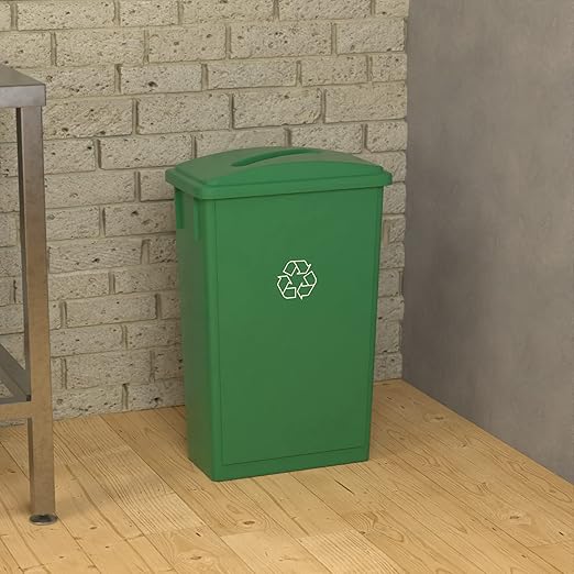 23 Gallon Green Recycle Slim Jim Trash Can with Paper Slot-DeskLoop Office