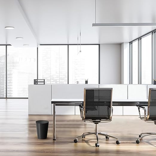 Bathroom Trash Can, 3 Pack 1.8 Gallons Small Trash Can with Trash Bags, Bathroom Garbage Can, Plastic Trash Bin, Round Waste Basket for Bedroom, Office, Kitchen, Room, Compact Space (Black)-DeskLoop Office