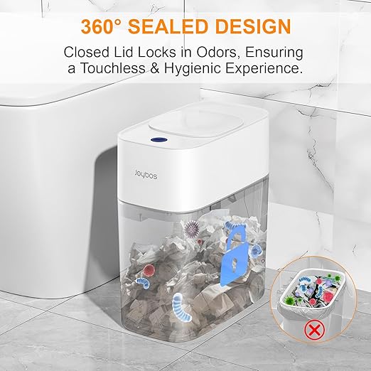 MOPALL Automatic Motion Sensor Bathroom Trash Can with Lid, 3 Gal Touchless Trash Can Auto-Adsorption Garbage Can, Slim Smart Trash Bin Waterproof Waste Basket for Bedroom, Kitchen, Office, Toilet, RV-DeskLoop Office