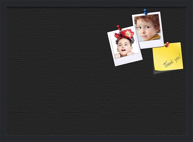PinPix 28x20 Inch Cork Bulletin Board. This Decorative Framed Pin Board Comes with Solid Black Design and a Satin Black Frame. Ideal for Home Office Decor or Message Board (PinPix-622)-DeskLoop Office
