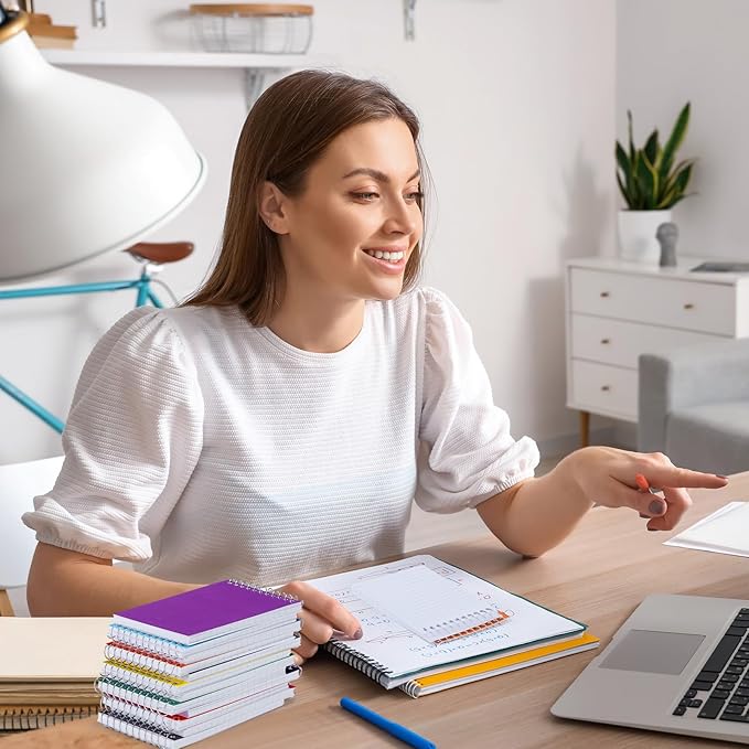 72 Pcs Small Pocket Notebooks 3 x 5 Inch Mini Memo Spiral Notepads Top Bound College Ruled Lined Note Pads for Back School Office Journaling Noting, 75 Sheets/Pad (Rainbow)-DeskLoop Office